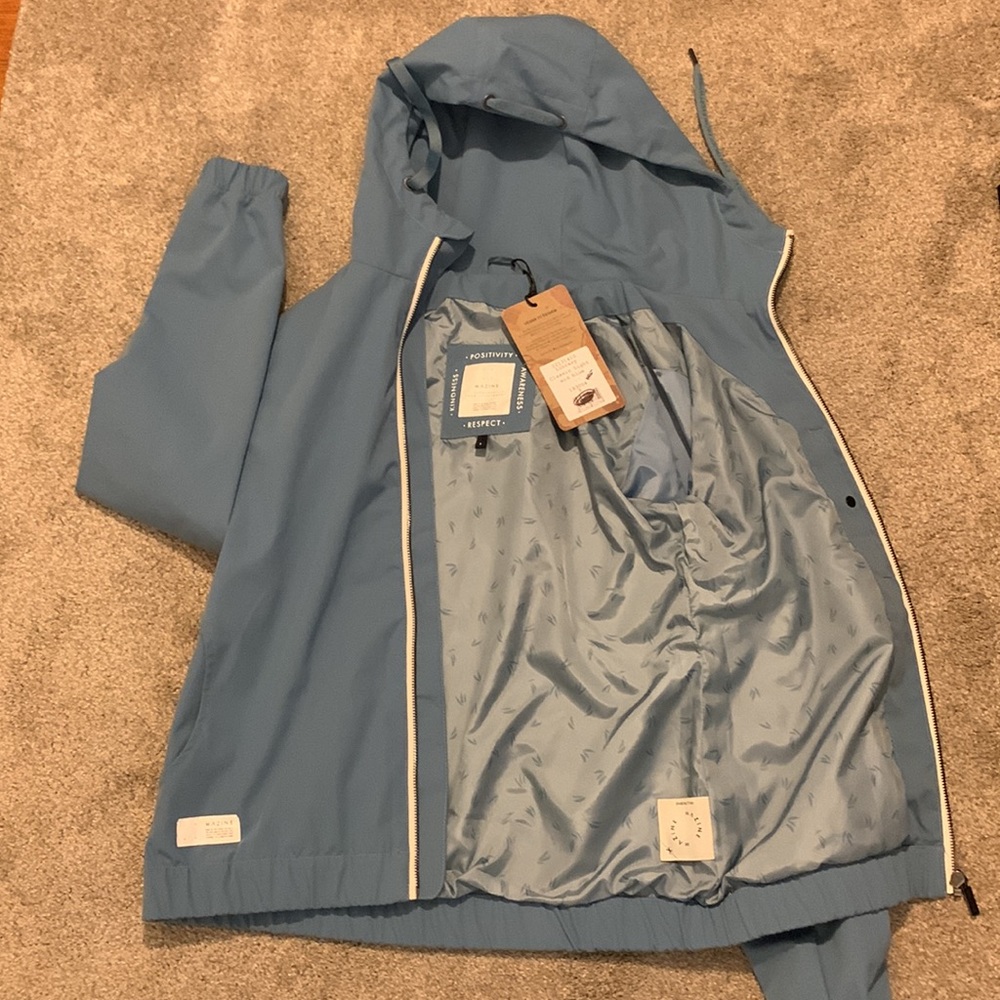 Brand new MAZINE robin blue jacket with attached hood!